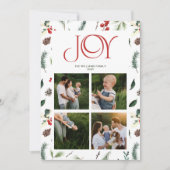 ジョイモダンレッドベリーボタニカル4フォトクリスマス シーズンカード (正面)