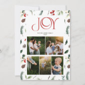 ジョイモダンレッドベリーボタニカル5フォトクリスマス シーズンカード (正面)