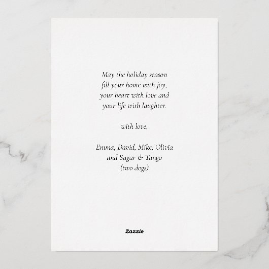 ジョイモダン金ゴールドブラッククリスマス3フォトコラージュ 箔シーズンカード (裏面)