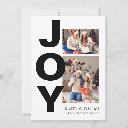 ジョイモダン・クリスマス | 家族エレガント2枚の写真 シーズンカード (正面)