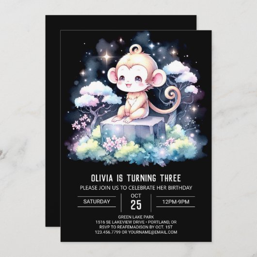 ジョイモンキー誕生日 招待状 (正面/裏面)