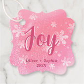 ジョイラブピンクスノーフレークスクリスマスホリデー フェイバータグ (正面)