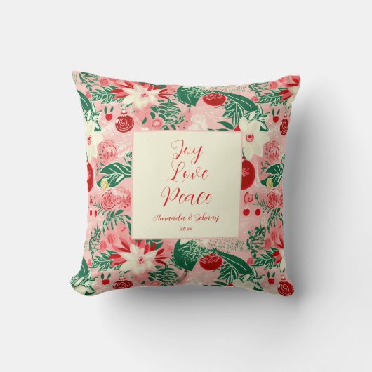 ジョイラブピースピンクレッドフローラ装飾用クッション クッション (正面)