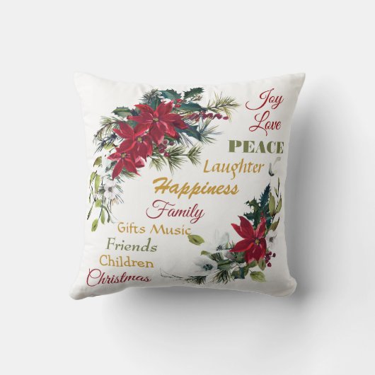 ジョイラブピースポインセチアのクリスマス クッション (裏面)