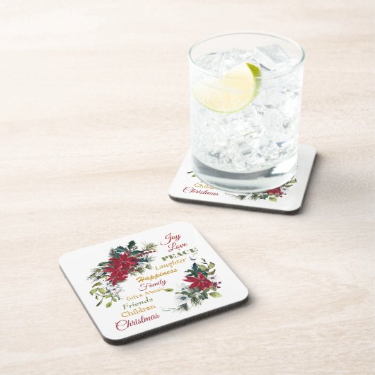 ジョイラブピースポインセチアのクリスマス コースター (右側)