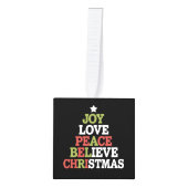 ジョイラブピース信じスクリスマスツリーファミリー キューブオーナメント (正面)