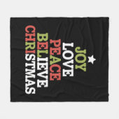 ジョイラブピース信じスクリスマスツリーファミリー フリースブランケット (正面(横))