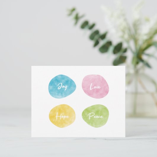 ジョイラブホープ平和の水色の小石 ポストカード (スタンド正面)