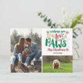 ジョイラブポーズクリスマスレッドグリーン2枚写真犬 シーズンカード (スタンド正面)