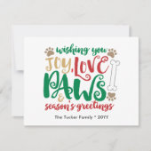ジョイラブポーズドッグシーズンズグリーティングレッド&グリーン シーズンカード (正面)