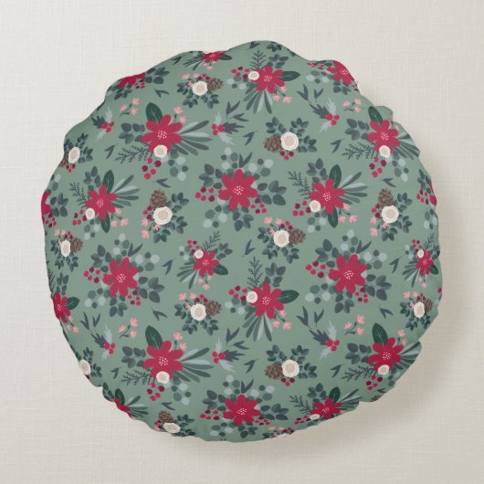 ジョイリバーシブルフローラファームハウスクリスマスリース ラウンドクッション (裏面)