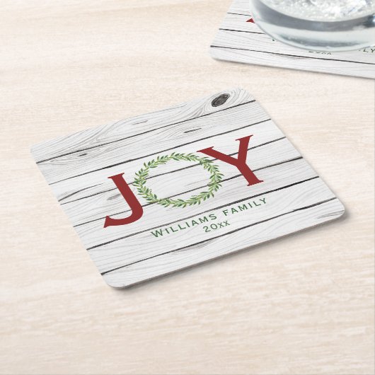 ジョイリースファミリークリスマス スクエアペーパーコースター (アングル)