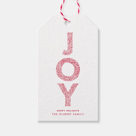 ジョイリーフタイポグラフィ赤クリスマス ギフトタグ