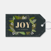 ジョイリーフ&ベリーネイビーブルークリスマスGIftラベル ギフトタグ (正面(横))