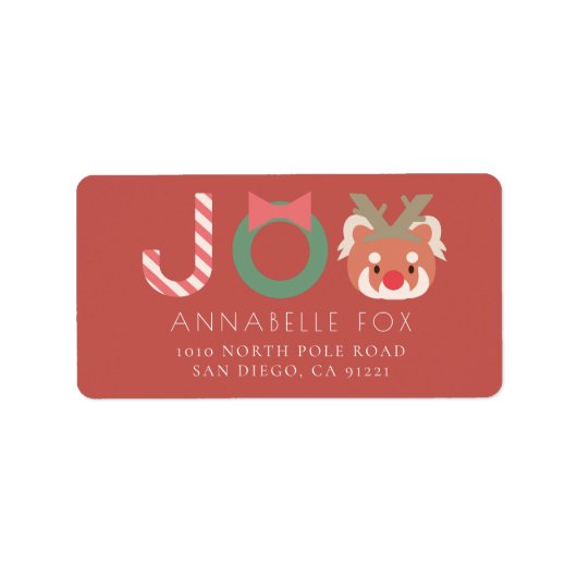 ジョイレッドパンダレッドホリデイ差出人住所ラベル ラベル (正面)
