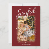 ジョイレッドフォトコラージュ金ゴールドスターズダストホリデー シーズンカード (正面)