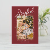 ジョイレッドフォトコラージュ金ゴールドスターズダストホリデー シーズンカード (スタンド正面)