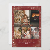 ジョイレッドフォトコラージュ金ゴールドスターズダストホリデー シーズンカード (裏面)