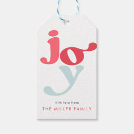 ジョイレッドブルーモダンレトロタイポグラフィカラフル ギフトタグ