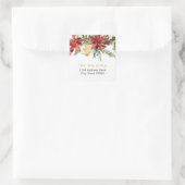 ジョイレッドポインセティシアクリスマス差出人住所ラベル スクエアシール (バッグ)