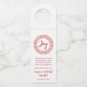 ジョイレッドローズヒップリース。クリスマス企業の ボトルネックタグ (正面)