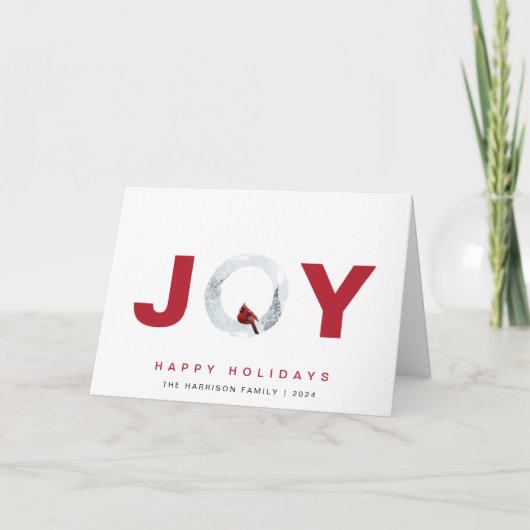 ジョイレッド（鳥）ショウジョウコウカンチョウウォーターカラークリスマス シーズンカード (正面)