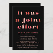 ジョイントエフはっきりしたォートベビーシャワー招待状オレンジ 招待状 (正面/裏面)