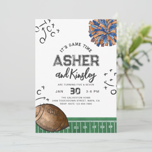 ジョイントサッカー応援誕生日招待状 |共同編集 招待状 (スタンド正面)