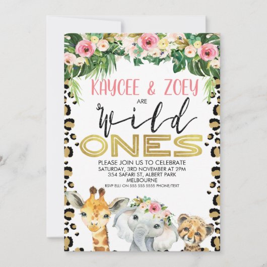 ジョイントチーターフローラワイルドオンズ誕生日招待状 招待状 (正面)