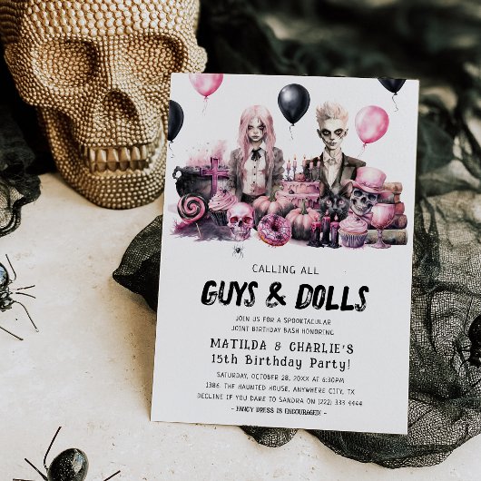 ジョイントハロウィーンスポオクタキュラ誕生日バッシュ 招待状