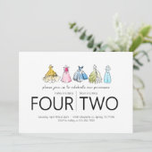 ジョイントバースデーパーティー – プリンセスドレステーマ 招待状 (スタンド正面)