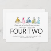 ジョイントバースデーパーティー – プリンセスドレステーマ 招待状 (正面/裏面)