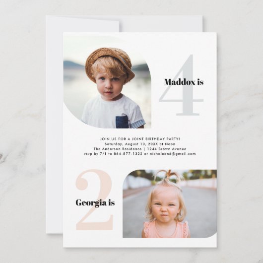 ジョイントパーティー シンプル2 フォトバースデーパーティー 招待状 (正面)