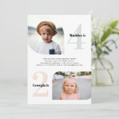 ジョイントパーティー シンプル2 フォトバースデーパーティー 招待状 (スタンド正面)