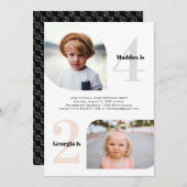 ジョイントパーティー シンプル2 フォトバースデーパーティー 招待状 (正面/裏面)