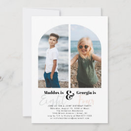 ジョイントパーティー |写真シンプル2誕生日パーティー 招待状