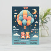 ジョイントベア熱気球ツインズ1st誕生日 招待状 (スタンド正面)