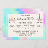 ジョイントユニコーン誕生日招待状 招待状 (正面/裏面)