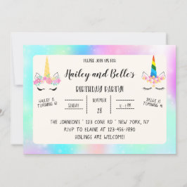ジョイントユニコーン誕生日招待状 招待状