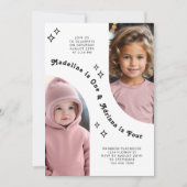 ジョイント兄弟姉妹ポートレートフォトアミニマルーチ誕生日 招待状 (正面)