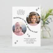 ジョイント兄弟姉妹ポートレートフォトボミニマルホ誕生日 招待状 (スタンド正面)