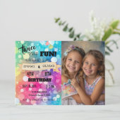 ジョイント兄弟姉妹複合誕生日フォトボーイガール 招待状 (スタンド正面)