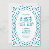 ジョイント子供の誕生日カスタムと子猫の色 招待状 (正面)