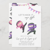 ジョイント忍者誕生日招待状 |女の子忍者 招待状 (正面/裏面)