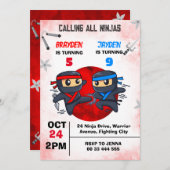 ジョイント忍者誕生日武術アーツパーティー 招待状 (正面/裏面)