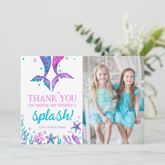 ジョイント誕生日シスターズマーメイドサンキューカード サンキューカード (スタンド正面)