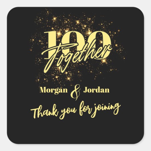 ジョイント誕生日ダブルお祝いダブルおもしろい スクエアシール (正面)