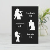 ジョイント誕生日トリプルザおもしろいミニマリストブラック 招待状 (スタンド正面)