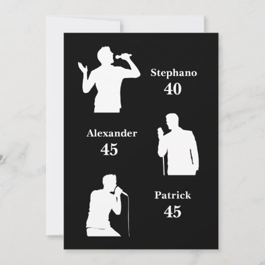 ジョイント誕生日トリプルザおもしろいミニマリストブラック 招待状 (正面)