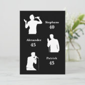 ジョイント誕生日トリプルザおもしろいミニマリストブラック 招待状 (スタンド正面)